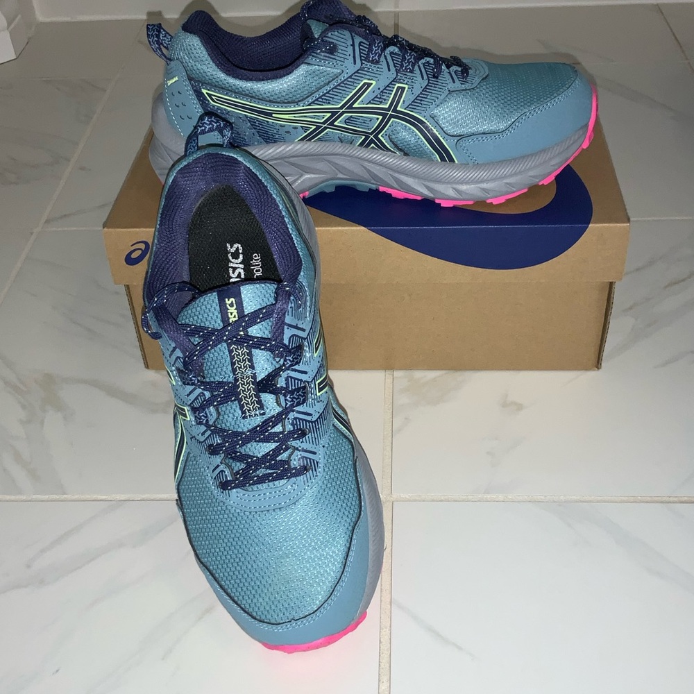 ASICS Women's Gel Venture-9 Ocean Blue Pink Athletic Running Shoes 8.5 Wide New